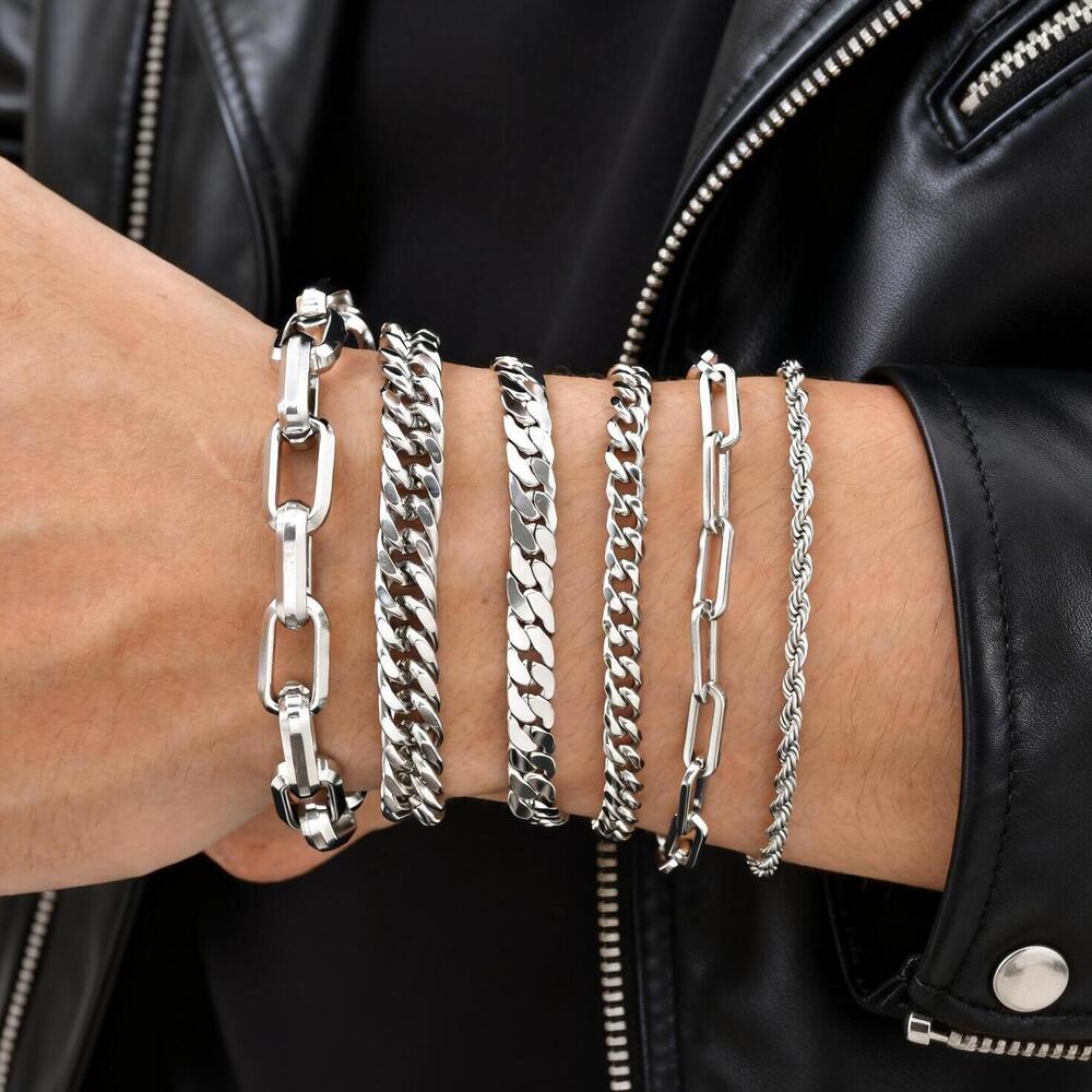 Punk Silver Color Men's Chain  - Ceramic Link Bracelet 评论和价格