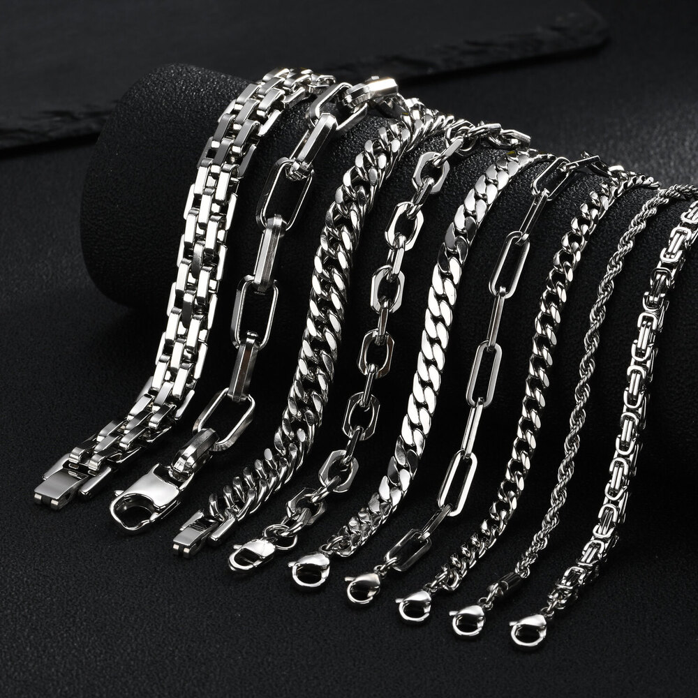 Punk Silver Color Men's Chain  - Ceramic Link Bracelet 评论和价格