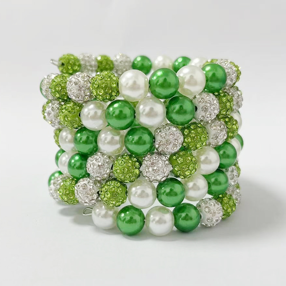 Links Multi-layer Green and Wh - Ceramic Link Bracelet 评论和价格