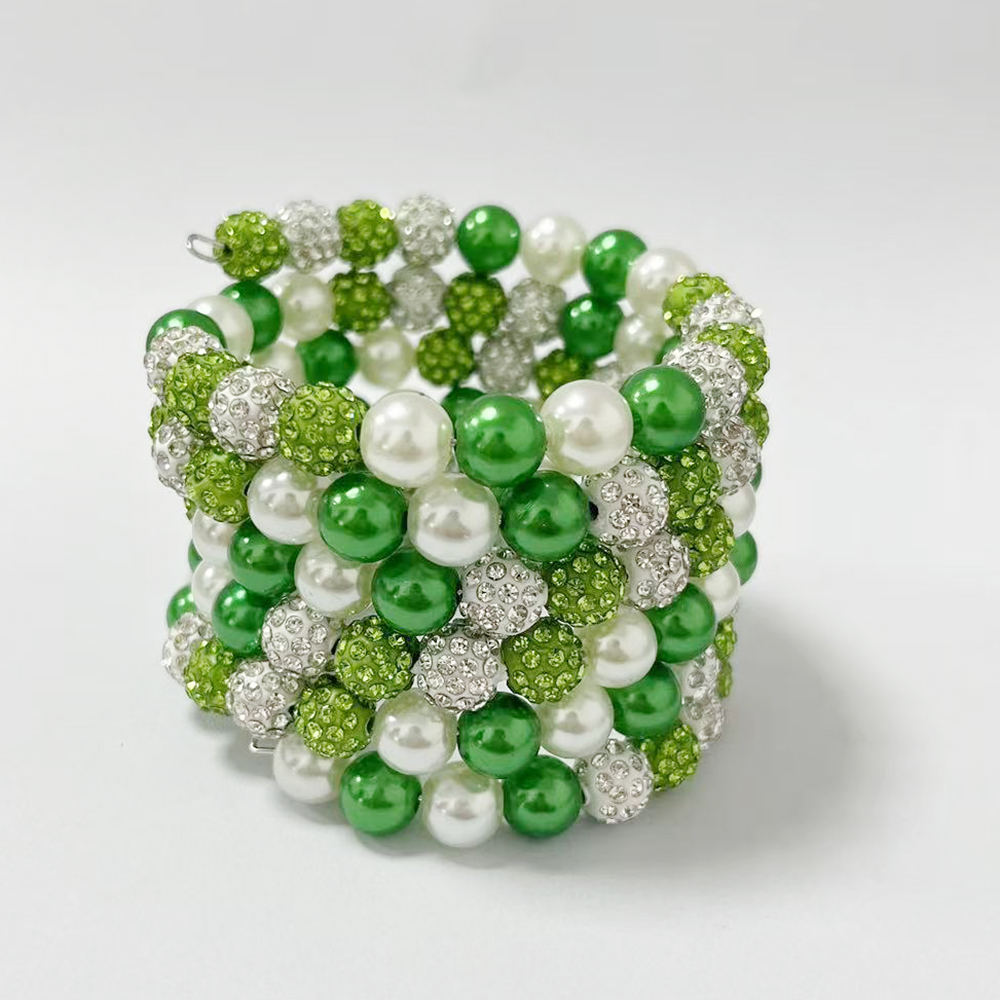 Links Multi-layer Green and Wh - Ceramic Link Bracelet 评论和价格