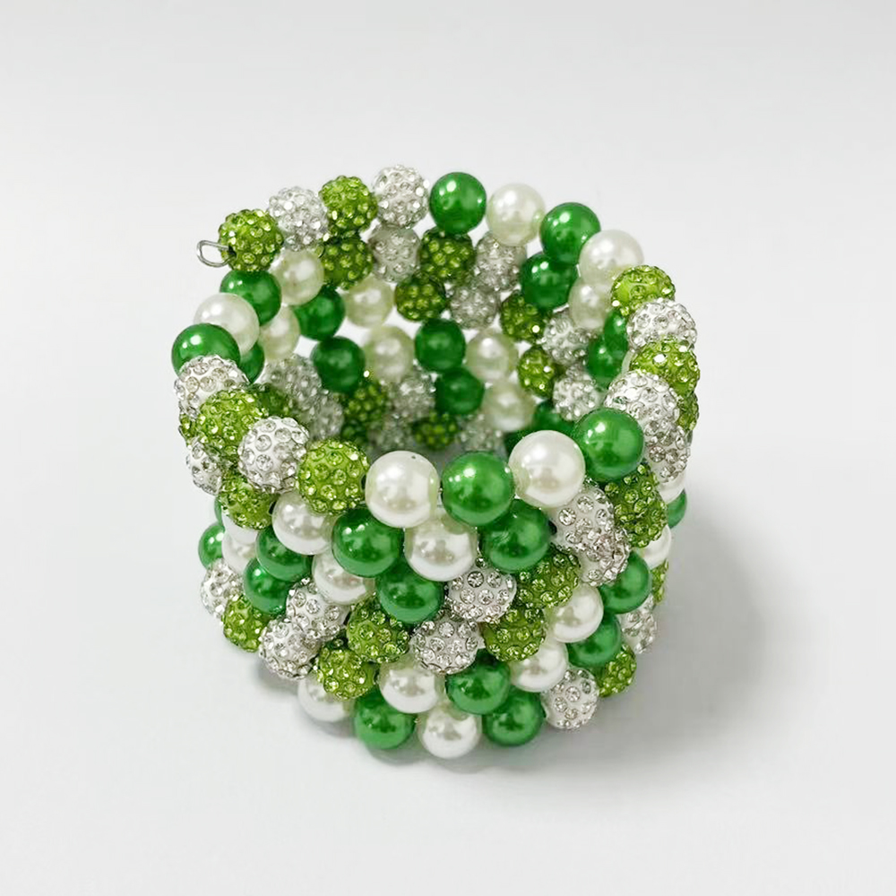 Links Multi-layer Green and Wh - Ceramic Link Bracelet 评论和价格