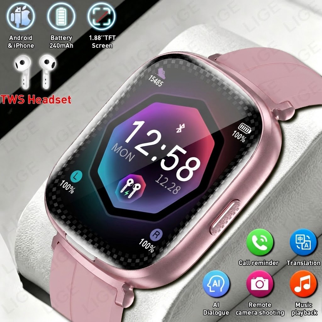 LIGE 2 In 1 TWS Headset Smart  - Smartwatch Headset 评论和价格