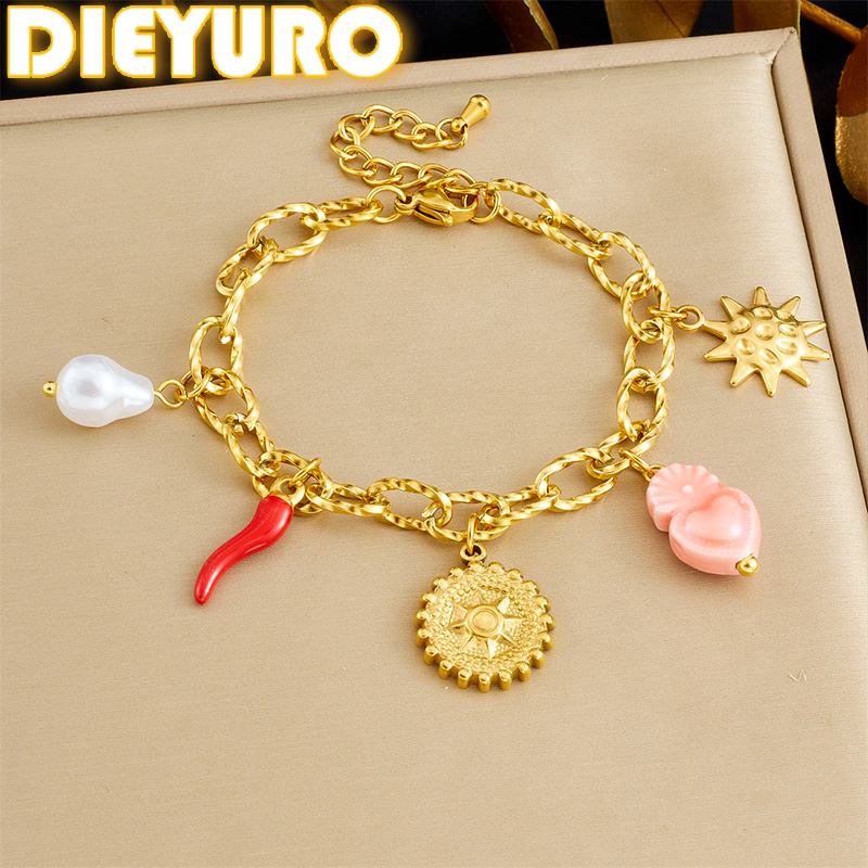DIEYURO 316L Stainless Steel G - Ceramic Link Bracelet 评论和价格
